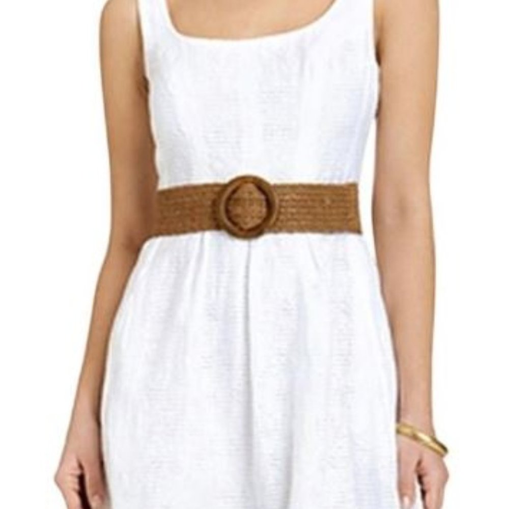 White Dress with Pockets and Belt